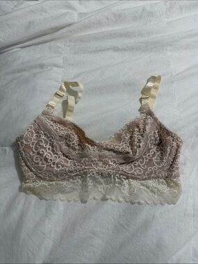 Nursing Lace Bralette in Blush with Ivory Trim